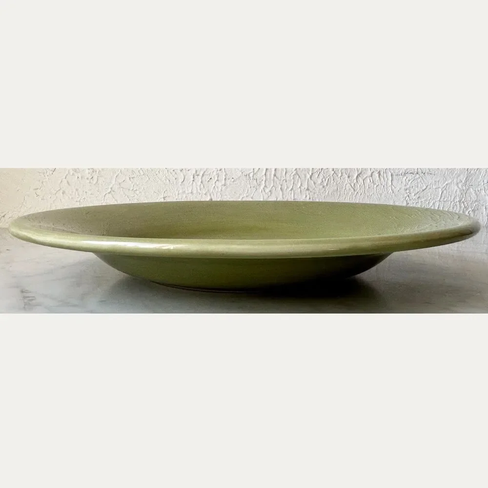 Pottery Barn Sausalito Sage Green Dinner Plate Rustic Hand Painted 12.25
